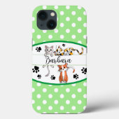 Groene & witte polkadot, schattige kittens op maat Case-Mate iPhone case (Achterkant)