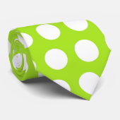 Groene witte pooldots - lentektie stropdas (Opgerold)