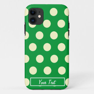 Groene/witte pooldots - Personaliseren iPhone 11 Hoesje