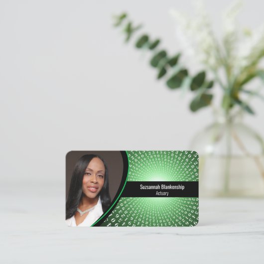 Groene witte randnummers Aangepaste foto QR-code Visitekaartje (Staand voorkant)