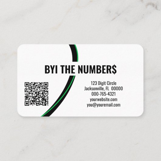 Groene witte randnummers Aangepaste foto QR-code Visitekaartje (Achterkant)