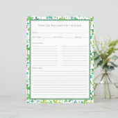 Groene Witte Recept Papierblad met Klavertjes (Staand voorkant)
