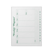 Groene, witte retro stijl weekplanner Notitieblok (Linkerzijde)
