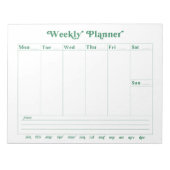 Groene, witte retro stijl weekplanner Notitieblok (Voorkant)