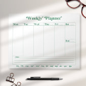 Groene, witte retro stijl weekplanner Notitieblok