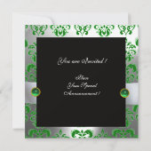GROENE WITTE RIBBON EN ZWARTE DAMASKMONOGRAM Gold Kaart (Achterkant)