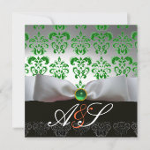GROENE WITTE RIBBON EN ZWARTE DAMASKMONOGRAM Gold Kaart (Voorkant)