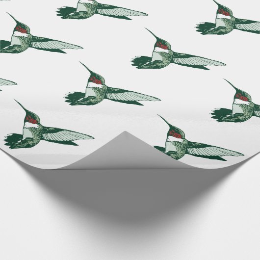Groene, witte, rode, flappende kolibrie cadeaupapier (Hoek)