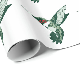 Groene, witte, rode, flappende kolibrie cadeaupapier