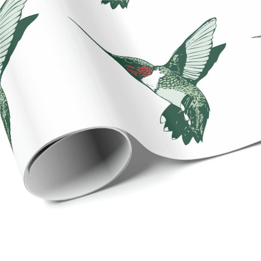 Groene, witte, rode, flappende kolibrie cadeaupapier (Rol Hoek)