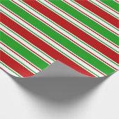 Groene, witte, rode, kerstachtige lijnen cadeaupapier (Hoek)
