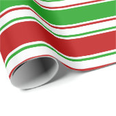 Groene, witte, rode, kerstachtige lijnen cadeaupapier (Rol Hoek)