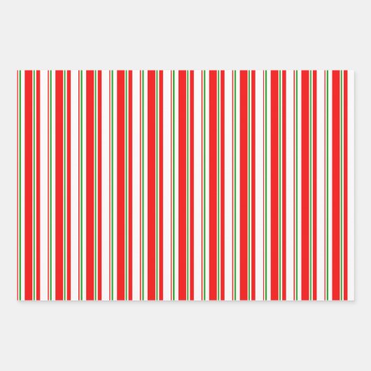 Groene, witte, rode, kerstachtige lijnen inpakpapier vel (Voorkant 3)