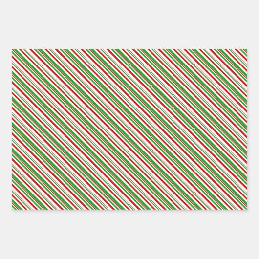 Groene, witte, rode, kerstachtige lijnen inpakpapier vel (Voorkant 2)