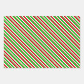 Groene, witte, rode kerstaven inpakpapier vel (Voorkant 2)