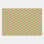 Groene, witte, rode kerststijl gestreept patronen inpakpapier vel (Voorkant 3)