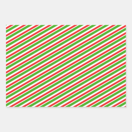 Groene, witte, rode kerststijl gestreept patronen inpakpapier vel (Voorkant 3)