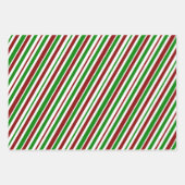 Groene, witte, rode kerststijl gestreept patronen inpakpapier vel (Voorkant 2)