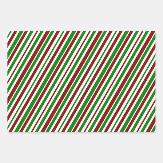Groene, witte, rode kerststijl gestreept patronen inpakpapier vel (Voorkant 2)