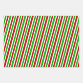 Groene, witte, rode kerststijl gestreept patronen inpakpapier vel (Voorkant)
