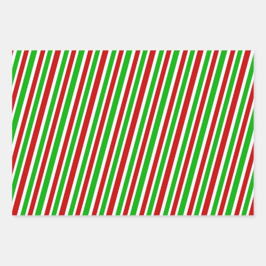 Groene, witte, rode kerststijl gestreept patronen inpakpapier vel (Voorkant)