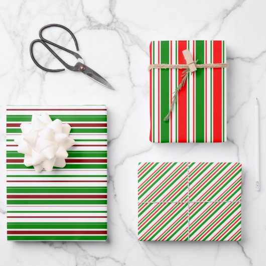 Groene, witte, rode, kerststijl patronen inpakpapier vel (Voorkant)