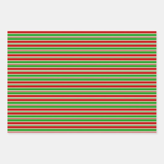Groene, witte, rode, kerststijl patronen inpakpapier vel (Voorkant 3)