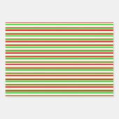 Groene, witte, rode, kerststijl patronen inpakpapier vel (Voorkant 3)