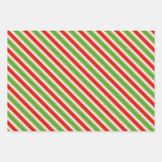 Groene, witte, rode, kerststijl patronen inpakpapier vel (Voorkant 3)