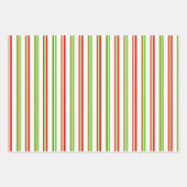 Groene, witte, rode kerststijl Stripes patronen Inpakpapier Vel (Voorkant)
