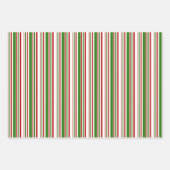 Groene, witte, rode kerststijl Stripes patronen Inpakpapier Vel (Voorkant 3)