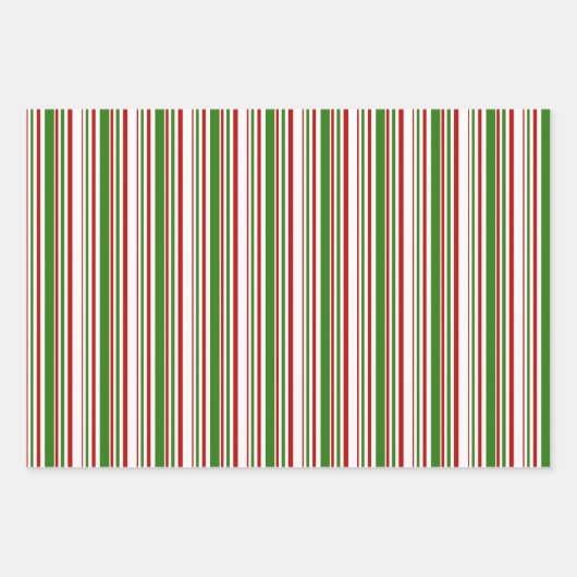 Groene, witte, rode kerststijl Stripes patronen Inpakpapier Vel (Voorkant 3)