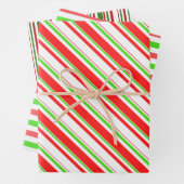 Groene, witte, rode kerststijl Stripes patronen Inpakpapier Vel (In situ)