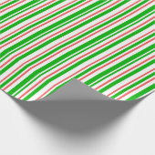 Groene, witte, rode kerststijlstrepen cadeaupapier (Hoek)