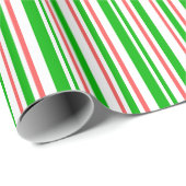Groene, witte, rode kerststijlstrepen cadeaupapier (Rol Hoek)