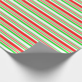 Groene, witte, rode, met kerstmis gekleurde lijnen cadeaupapier (Hoek)