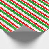 Groene, witte, rode, met kerstmis gekleurde lijnen cadeaupapier (Hoek)