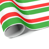 Groene, witte, rode, met kerstmis gekleurde lijnen cadeaupapier (Rol Hoek)