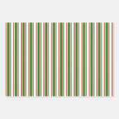 Groene, witte, rode, met kerstmis gekleurde lijnen inpakpapier vel (Voorkant)