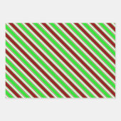 Groene, witte, rode, met kerstmis gekleurde lijnen inpakpapier vel (Voorkant 2)