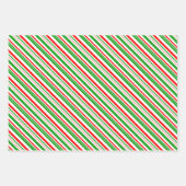 Groene, witte, rode, met kerstmis gekleurde lijnen inpakpapier vel (Voorkant)