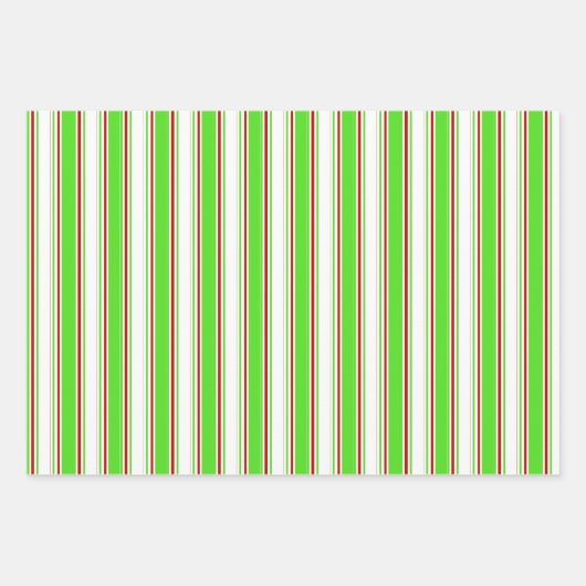 Groene, witte, rode, met kerstmis gekleurde lijnen inpakpapier vel (Voorkant 3)