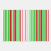 Groene, witte, rode, met kerstmis gekleurde lijnen inpakpapier vel (Voorkant 2)