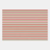 Groene, witte, rode, met kerstmis gekleurde lijnen inpakpapier vel (Voorkant)