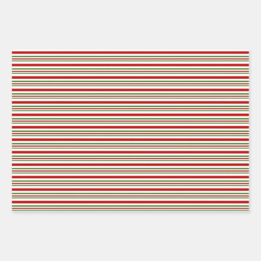 Groene, witte, rode, met kerstmis gekleurde lijnen inpakpapier vel (Voorkant)