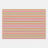 Groene, witte, rode, met kerstmis gekleurde lijnen inpakpapier vel (Voorkant 3)