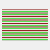 Groene, witte, rode, met kerstmis gekleurde lijnen inpakpapier vel (Voorkant 2)