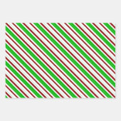 Groene, witte, rode, met kerstmis gekleurde lijnen inpakpapier vel (Voorkant)