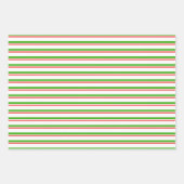 Groene, witte, rode, met kerstmis gekleurde lijnen inpakpapier vel (Voorkant 3)