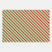 Groene, witte, rode, met kerstmis gekleurde lijnen inpakpapier vel (Voorkant 2)